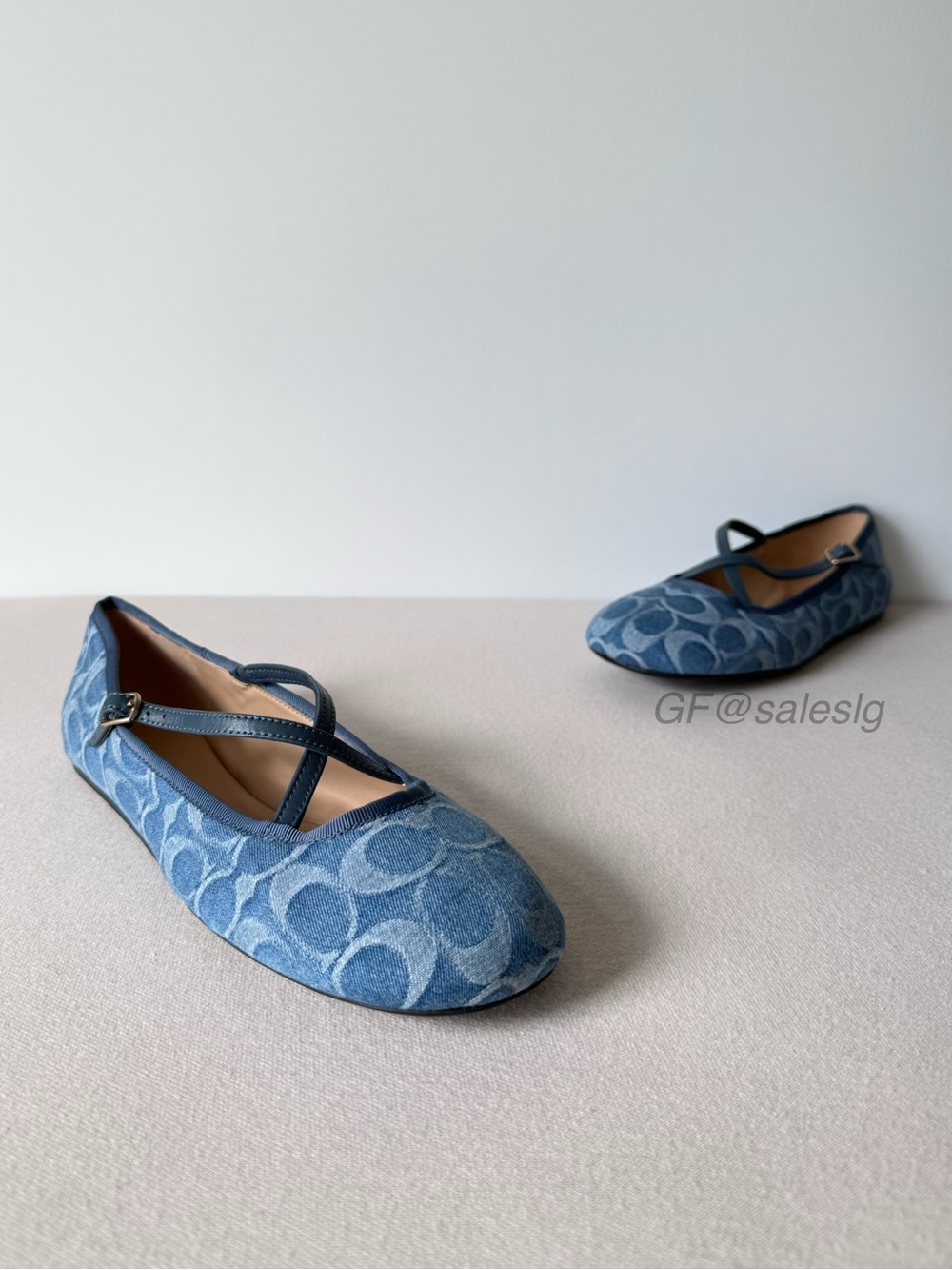 NWT Coach Phoebe Ballet Flat Signature Denim Blue Size 7.5 CDF63